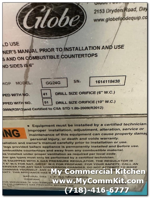 USED 24" GG24G-Globe Counter Top Gas Griddle