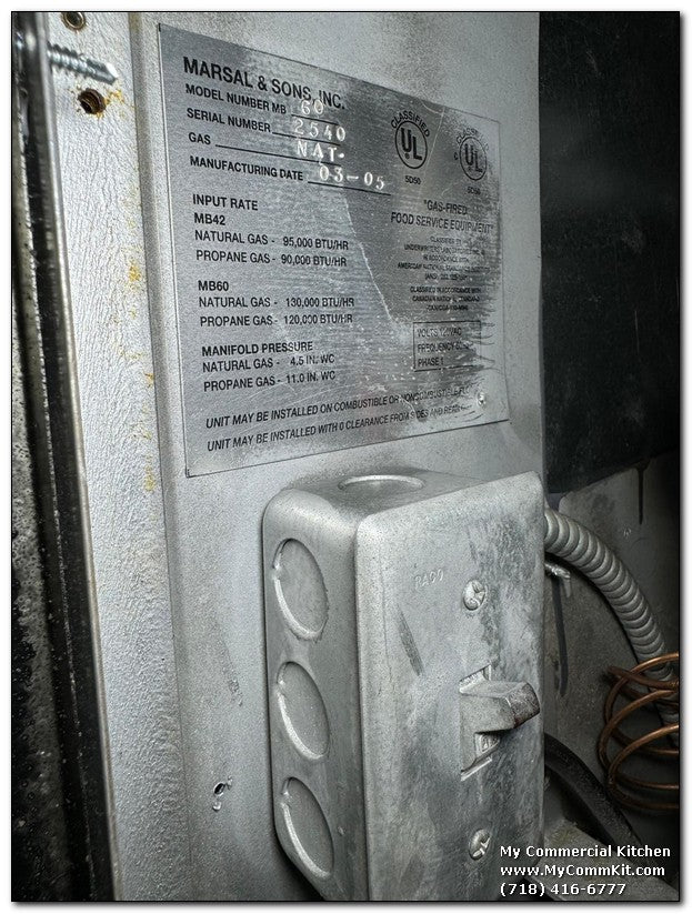 USED Marsal and Son MB-60 Single Deck Brick Pizza Oven, NG