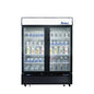 MCF8723GR — 55"-Wide Two (2) Glass Swing-Door Black Cabinet Bottom-Mount Merchandiser Refrigerator